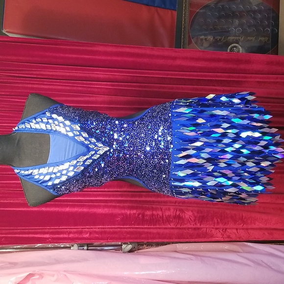 Glamour Royal blue Jazz Dance Costume - Picture 2 of 14